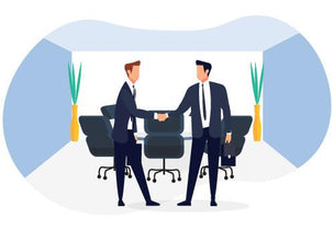 An illustration of a successful business deal in a modern boardroom, symbolising how Storage King supports your success. Our experience with business clients showed a need for professional spaces, which is why we provide trusted, complementary on-site meeting rooms for our commercial customers at many locations.
