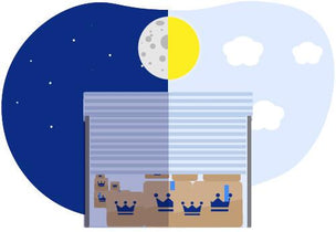 Access your belongings on your schedule. A Storage King unit illustrated in both sunlight and moonlight symbolises our commitment to convenient, extended access hours. We provide a trusted and well-lit facility, so you can feel secure visiting early in the morning or late at night.