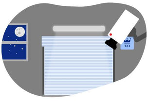 An illustration of a modern CCTV camera watching over a secure Storage King unit, symbolising our commitment to your peace of mind. Our expertise in protection is demonstrated through trusted, multi-layered security features like 24hr digital CCTV, state-of-the-art lighting, and individually alarmed units available at many of our facilities.